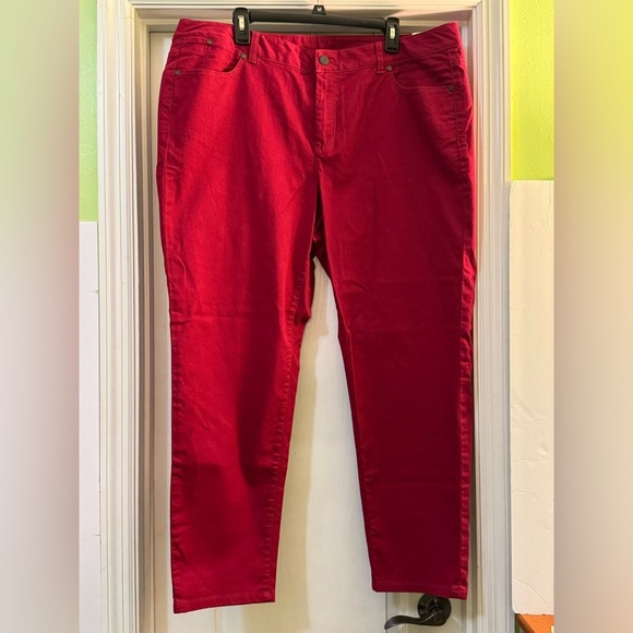 Talbots Women W-Heritage Slim Ankle Burgundy Jeans - Picture 1 of 9